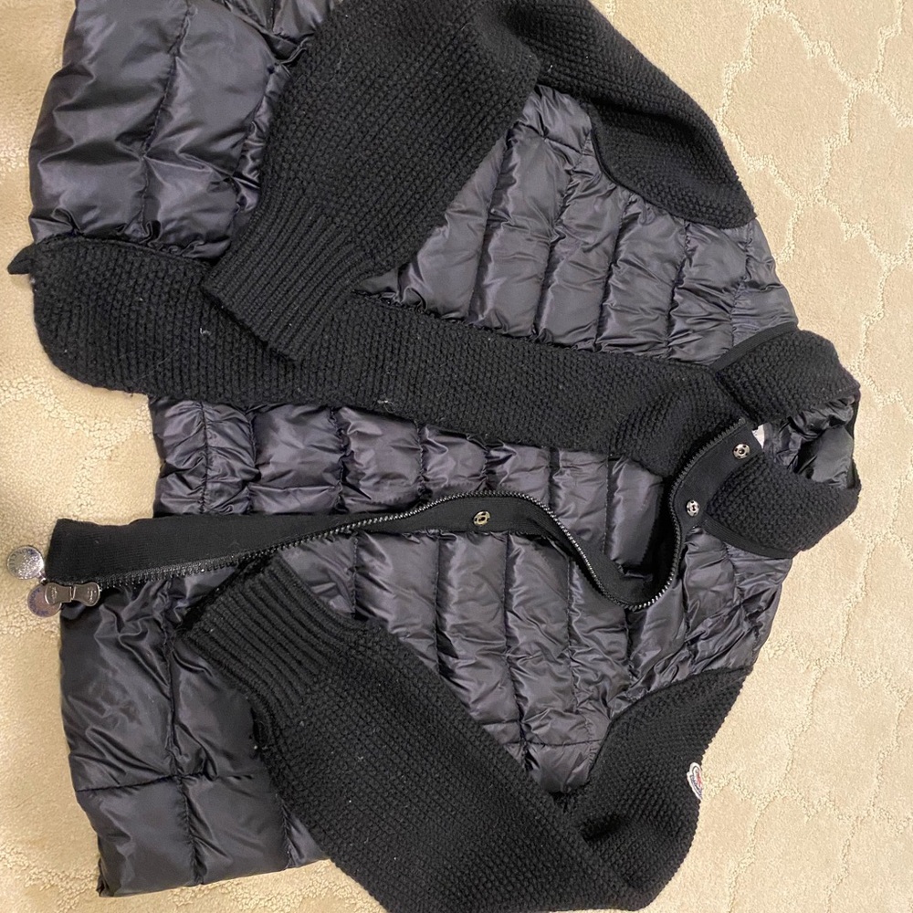 Women’s Moncler down jacket with knit sleeves